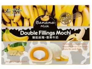 Рисовое пирожное моти 180г DOUBLE FILLING MOCHI "Банан с молоком" .1/24