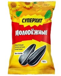 Семечки "Суперхит Молодежные" полосатые без соли 200 г. 1/20